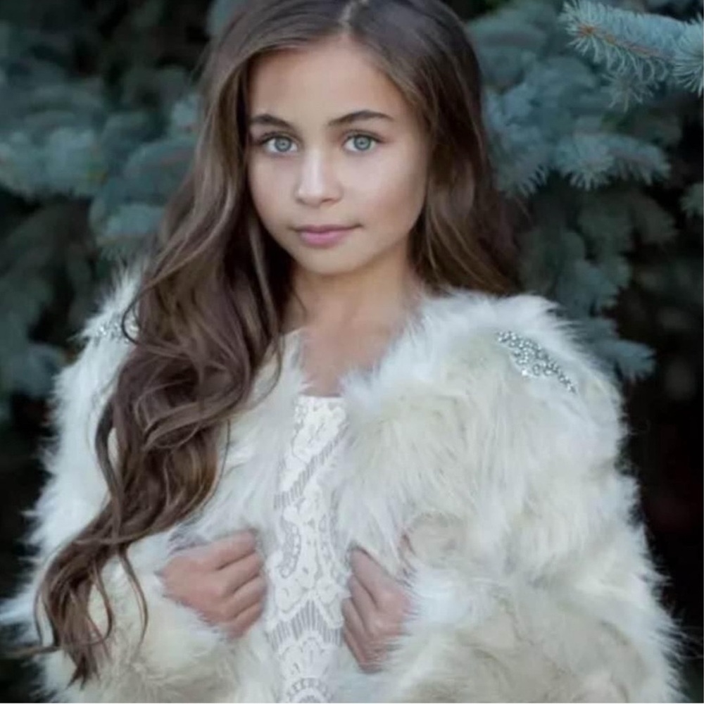 Joyfolie Faux Fur Jacket with Embellished Shoulders